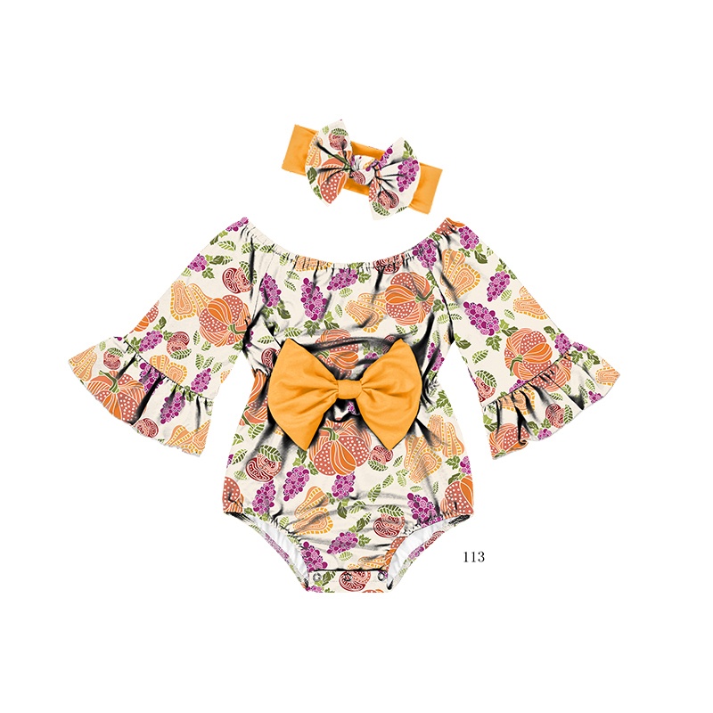 Cream Orange Pumpkin Grape Print