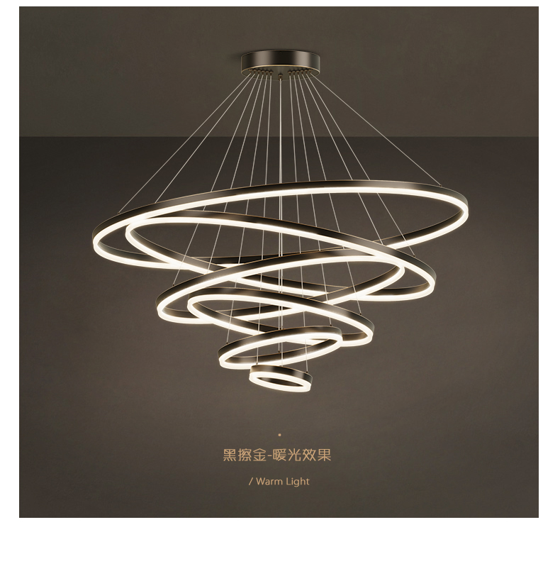 Led modern simple living room dining room circle chandelier ring creative designer bedroom lamp project custom lamp FOB
