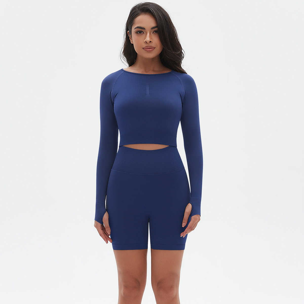 6666 Long Sleeve Shorts Suit - Black