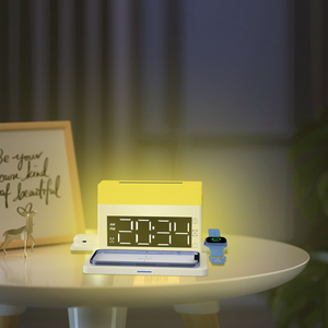 All in <strong>One</strong> Customized Ambient Led Light up Alarm Clock Multi Functional Wireless <strong>Charger</strong> - Product Image 6