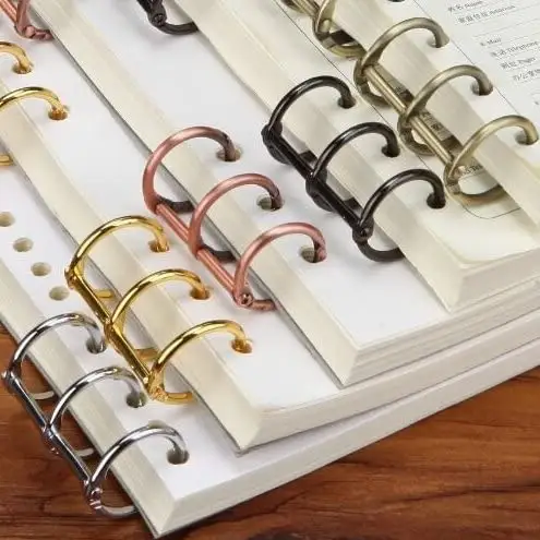 Dia 25Mm Diy Notebook 3 Binding Book Rings Kalender Meja Emas 3 Cincin Binder Klip Folder Logam Cincin Binder Daun Longgar dengan Tulang Belakang