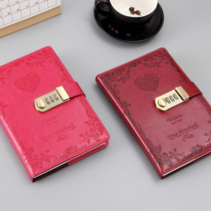 Custom Debossed Logo Pink Black <strong>Notebook</strong> With <strong>Code</strong> Lock Secret Diary Daily Planner Gratitude Journal <strong>Notebook</strong> PU Leather
