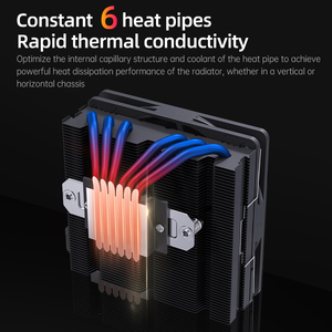 Snowman RGB CPU Air Cooler 6 Tubos de calor de aluminio PWM Ventilador silencioso Procesador de función de luz para computadora PC Solución de refrigeración