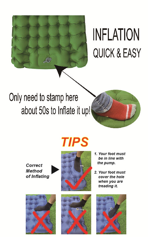 10 سانتی متر کف خواب کمپینگ جمع و جور در فضای باز پمپ باد کردن پد خواب 1