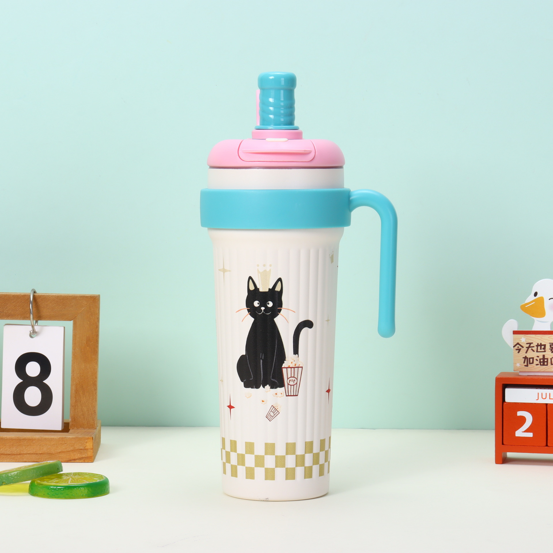 Coupe à glace colorée - chat popcorn