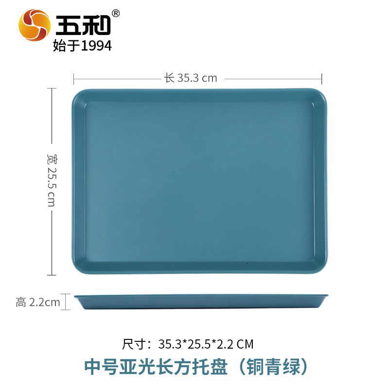 Medium-sized matte rectangular tray 4037C (copper green)