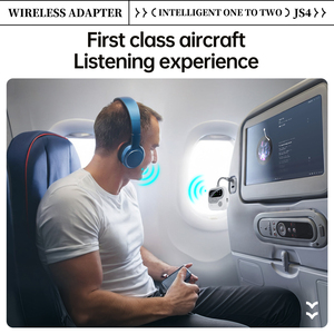 JS4 3.5mm AUX Aviões Adaptador sem fio para avião, viagem, ginásio, tablets, TV com função TF