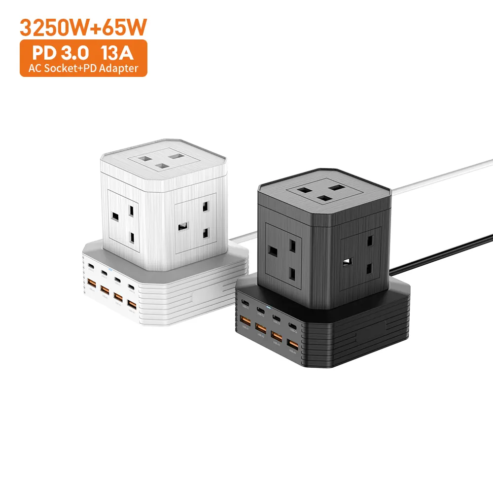 Tendenza di fabbrica più recente estensione presa a torre 13 vie tipo T ciabatta con USB 4 USB power extension presa ca caricatore 65W