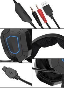 ワイヤードステレオヘッドフォンPS5ゲーマーヘッドセットPC用PS4スイッチXboxes Ledゲーミングヘッドフォンマイク付き