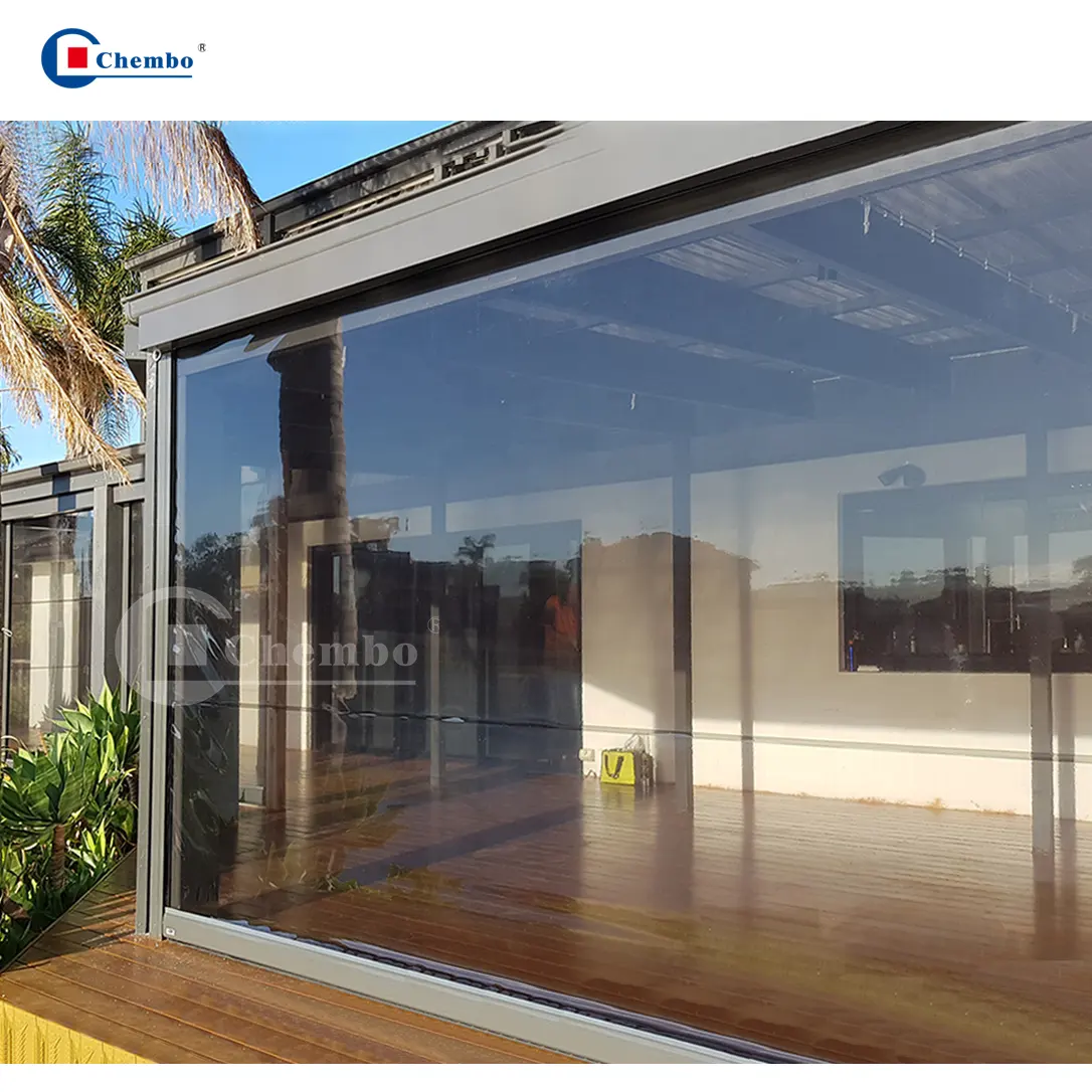 Pérgola personalizada a prueba de viento para exteriores, persiana transparente de PVC con cremallera para ventana de Patio y jardín