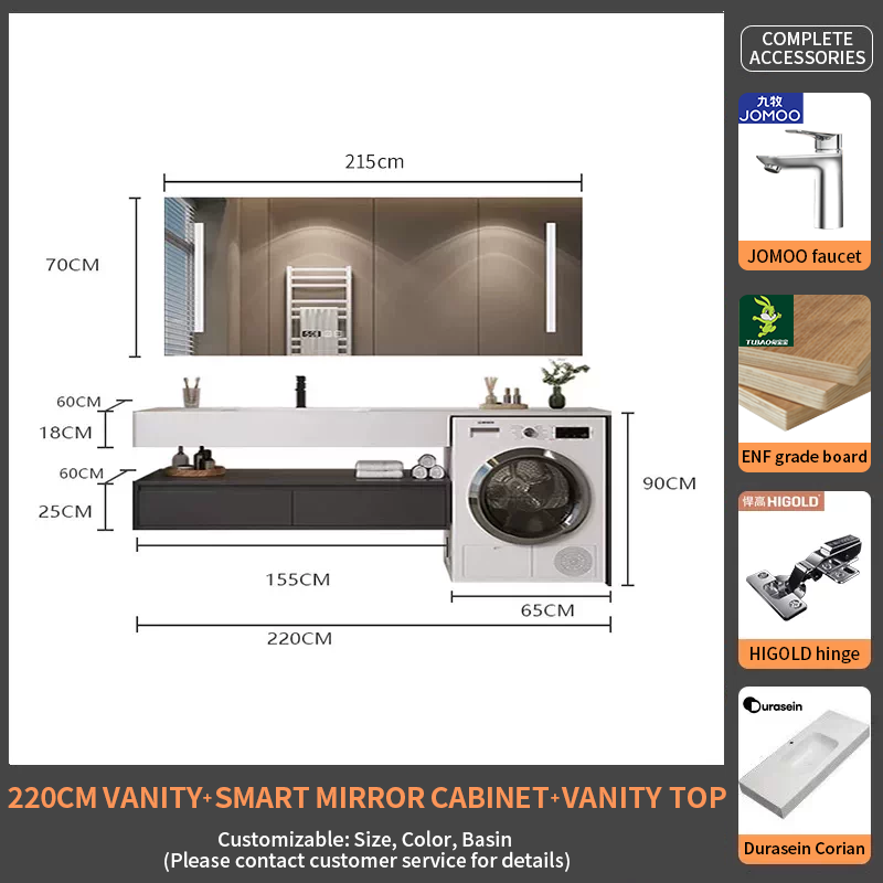 220Durasein Integrated Basin + Smart Mirror Cabinet