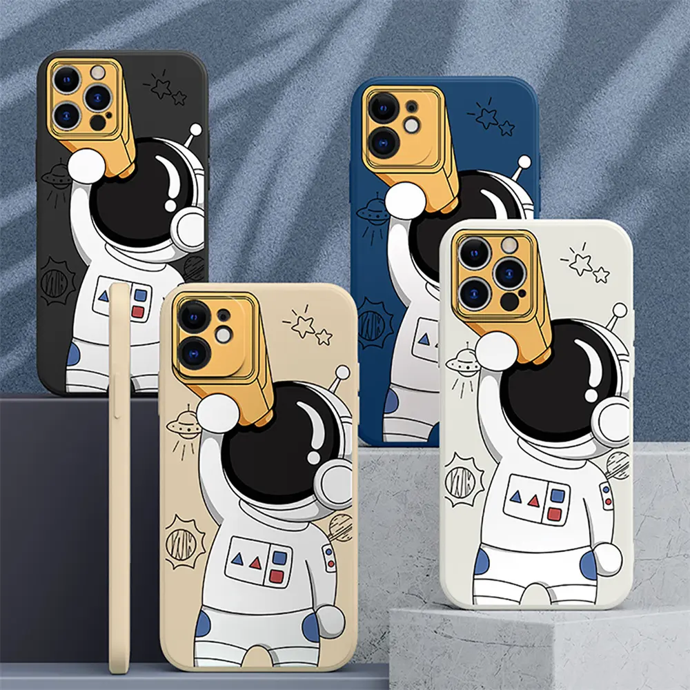 豪華な2D宇宙飛行士プリントパターンソフトシリコン電話ケースiPhone13 ProMaxかわいい宇宙飛行士カバー