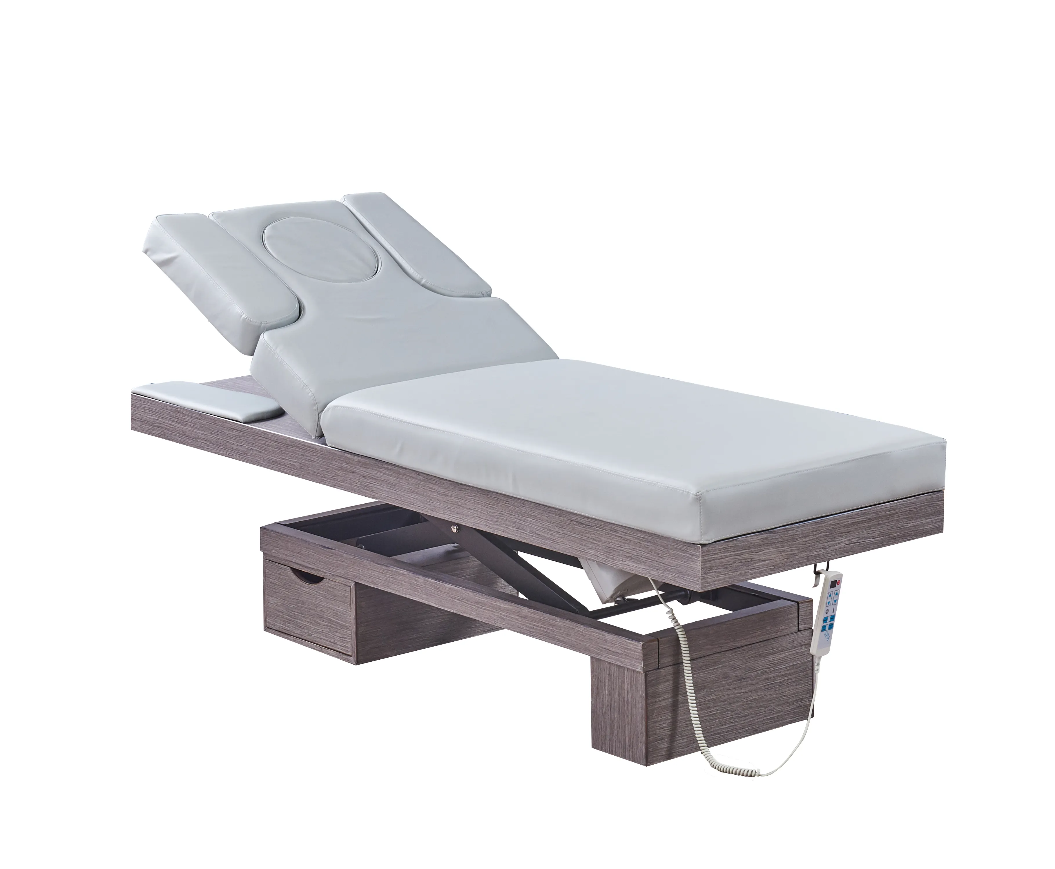 Lit de spa électrique à support en bois à 2 moteurs Esthéticienne Salon de beauté Lit facial Tables de massage thaï Lit