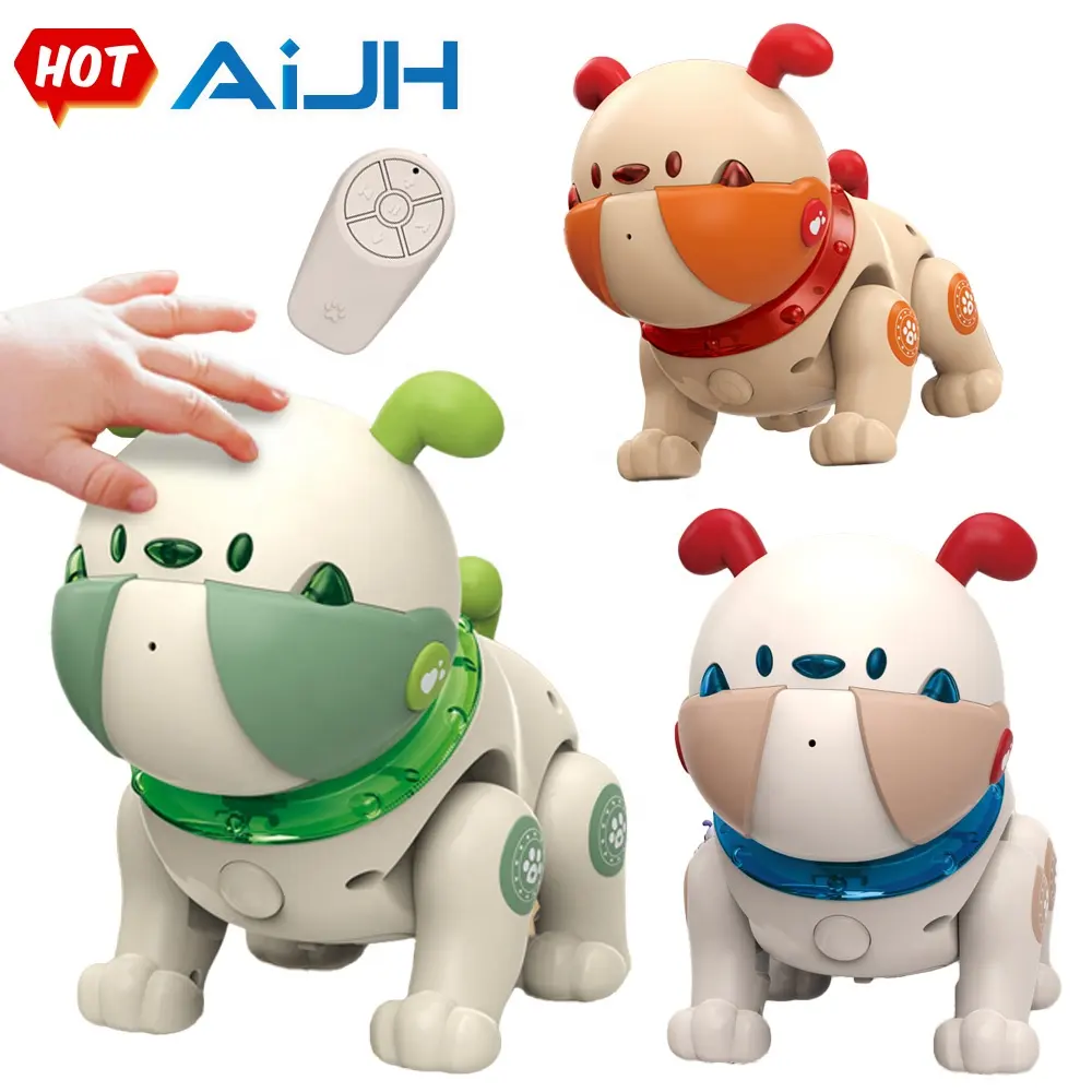 AiJH Rc Robot perro dibujos animados cachorro detección táctil grabación mascotas electrónicas juguete interactivo Control remoto Animal Robot perro