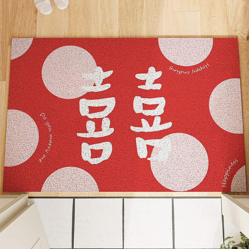 Red polka dot double happiness rectangle
