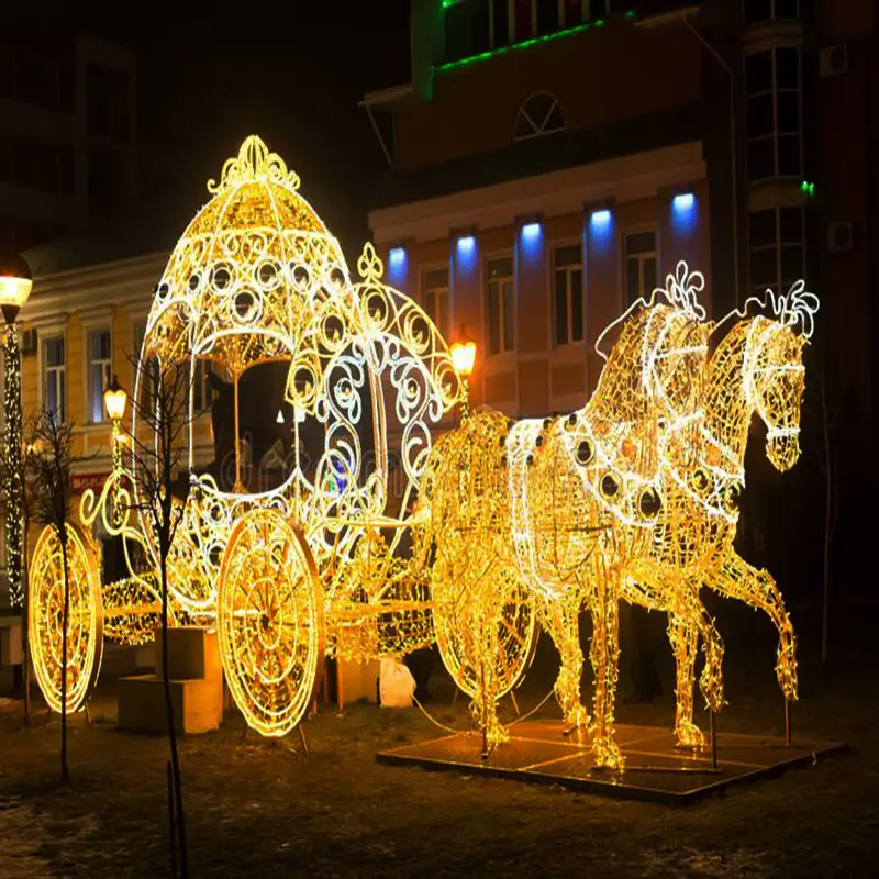 Açık su geçirmez festivali aydınlatma oluşturma noel ticari dekorasyon 3d at motifi Led sokak lambası