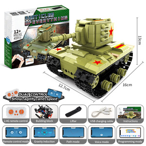 World War II Soviet KV-<strong>2</strong> Electronic <strong>Toy</strong> <strong>2</strong>.4G Remote Control Model Gyroscope Four Channels Plastic Puzzle Building Block Steam