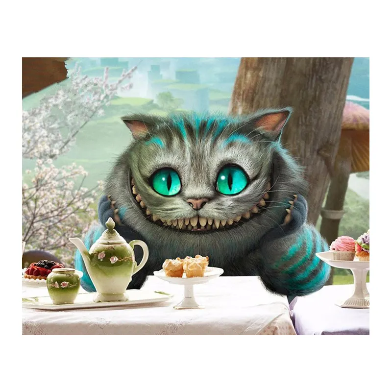 Fábrica al por mayor pintura al óleo de dibujos animados 5d diamante pintura variación gato postre comida Diy diamante decorativo arte de pared