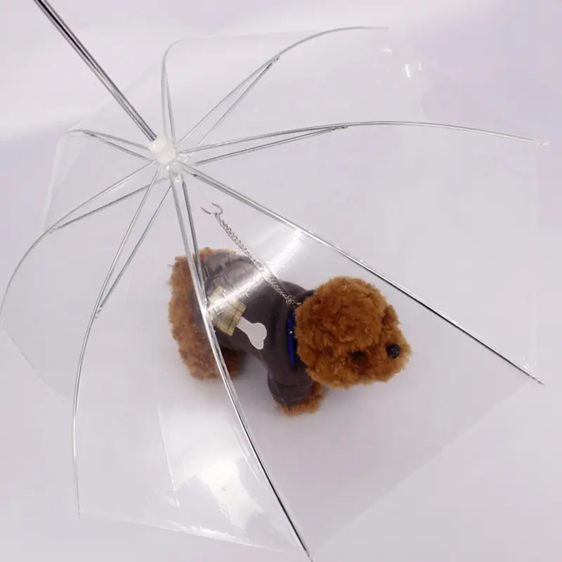 Hot Sale Small Clear Transparent Rainproof Pet Cat Dog Umbrella Leash Summer Folding Dog Pet Umbrella