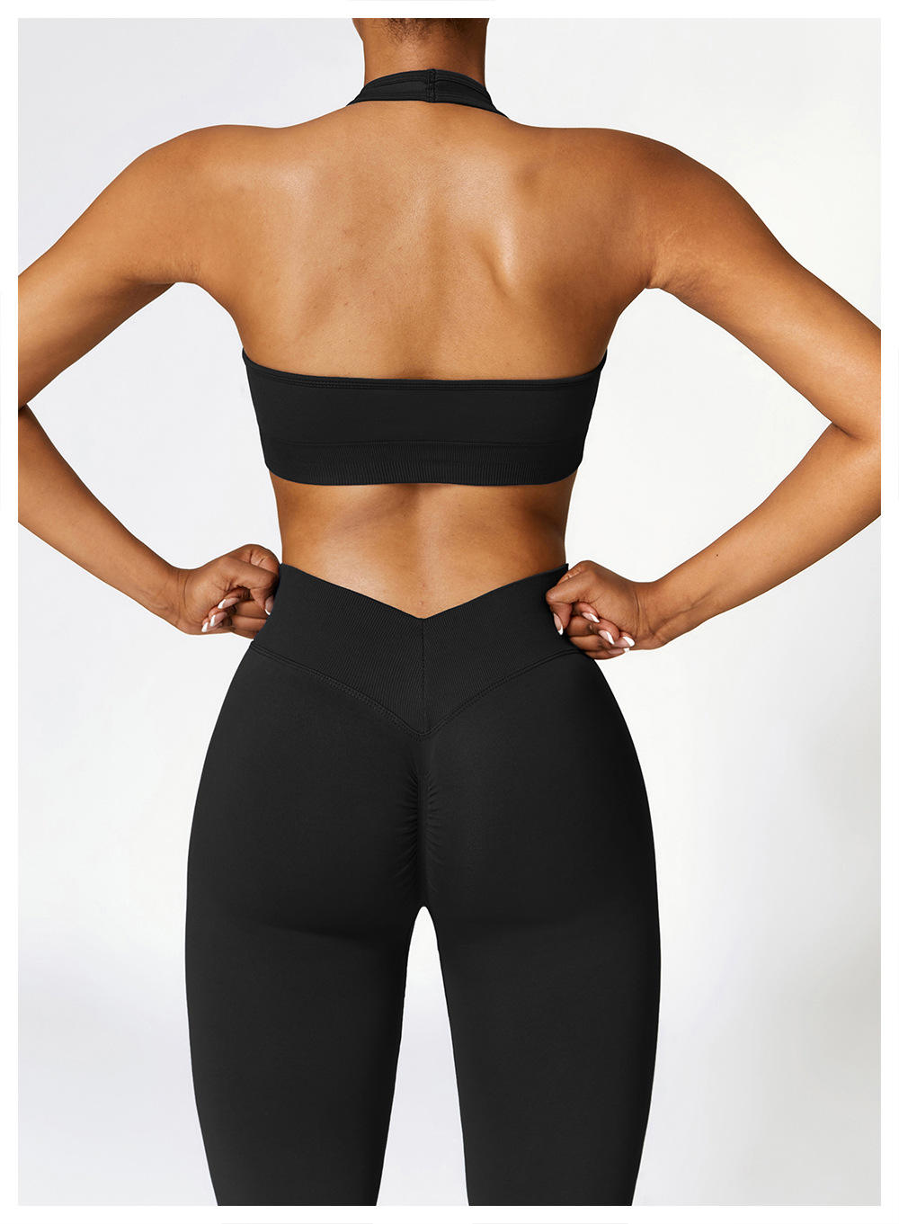 hanging neck bra black