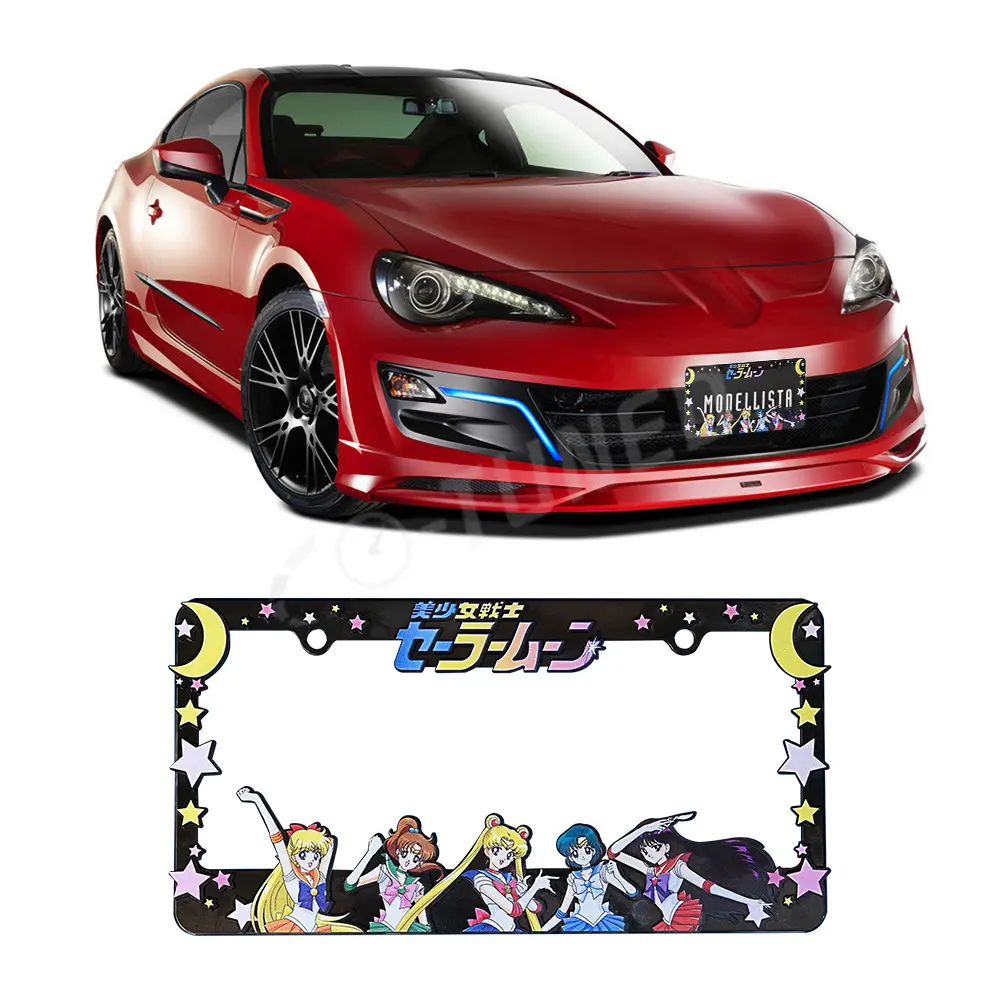 Cadre de plaque d'immatriculation en acrylique 3D avec logo personnalisé de la culture de l'anime japonais JDM Cartoon Styl License Holder Number Plate Universal