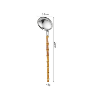 新颖设计木制火锅蘸器皿套装带壳漏勺带竹柄汤勺勺无漏壳 - Product Image 6
