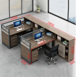 Estación de trabajo de partición de cubículo de oficina grande, 6 espacios, con partición de vidrio/estante, buena mesa de ordenador de oficina - Product Image 2