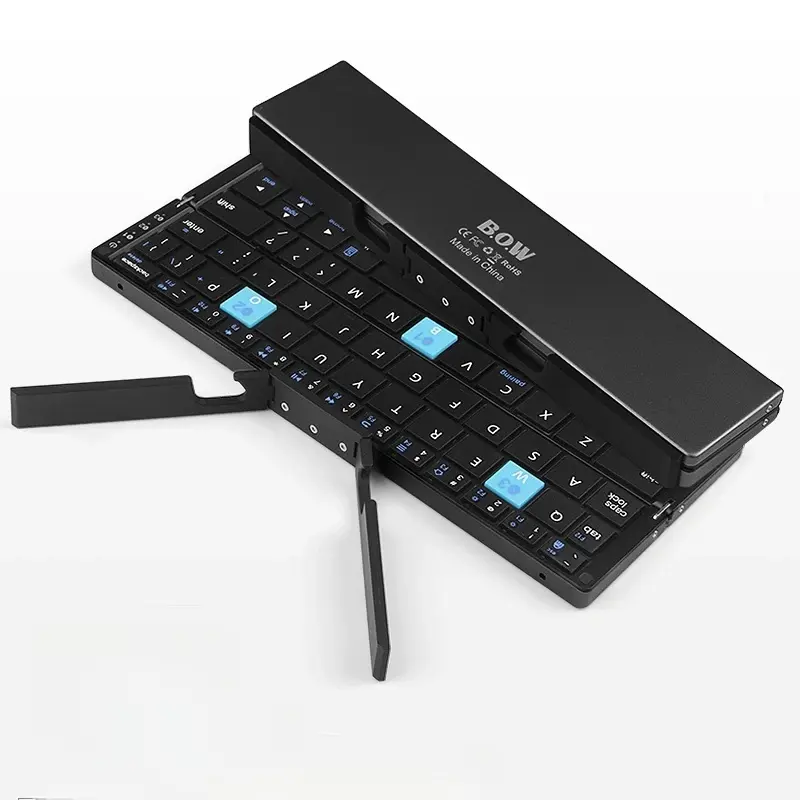 Keyboard Bluetooth portabel, papan ketik nirkabel lipat Mini desain baru aluminium Aloi