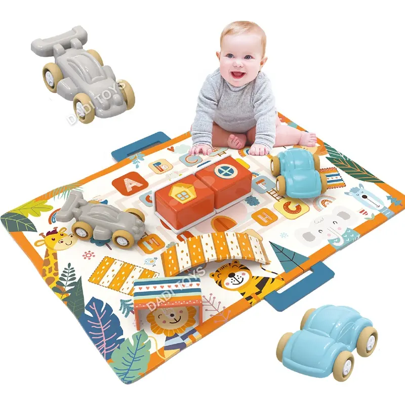 Atacado Personalizado Bebê Recém-nascido Criança Dobrável Play Mats Infantil Educacional Montessori Brinquedos Jogo Crawling Cobertor Com 2 Carros