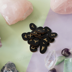 Tailai siyah obsidyen Rune taşlar oyulmuş yazı Rune ahşap yerine vinasyon ve şifa için taş Set eskitme - Product Image 2