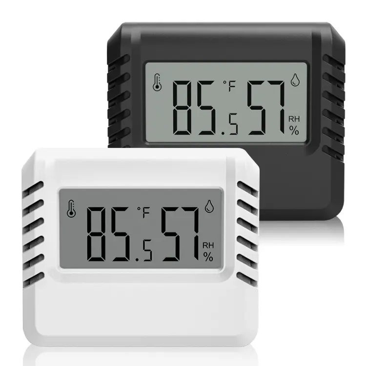 Medidor electrónico de temperatura y humedad ultrafino para interiores y exteriores, higrómetro C/F, Sensor de pantalla LCD con LOGO