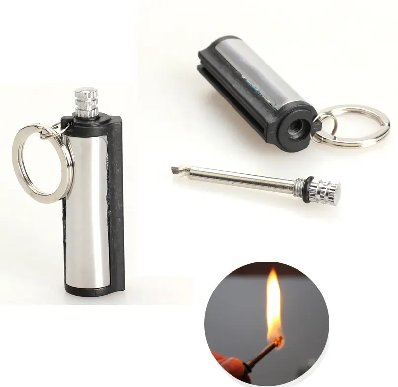 Outdoor survival ignition tool metal forever keychain oil candle lighter match chain key stick lighters camping ignition tool