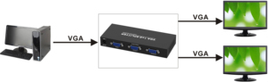 Divisor VGA de 2 puertos de 350MHz para 1 computadora 2 pantallas 1 entrada 2 salidas VGA Splitter 1x2 Max 2560x1440