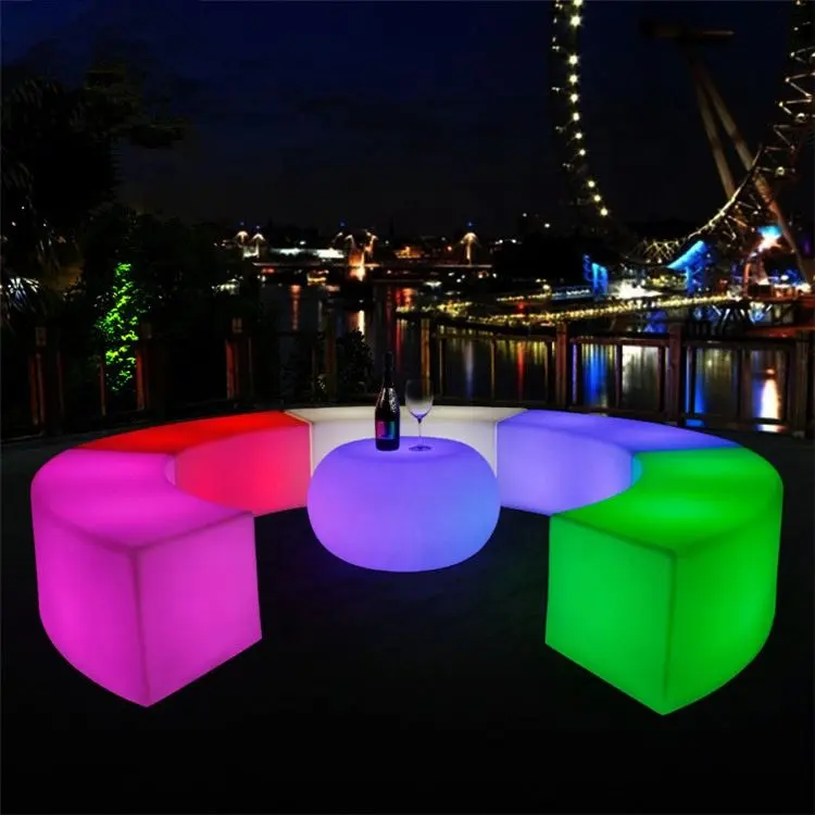 Holesale-muebles de club nocturno, mesa de cubo de plástico de color RGB