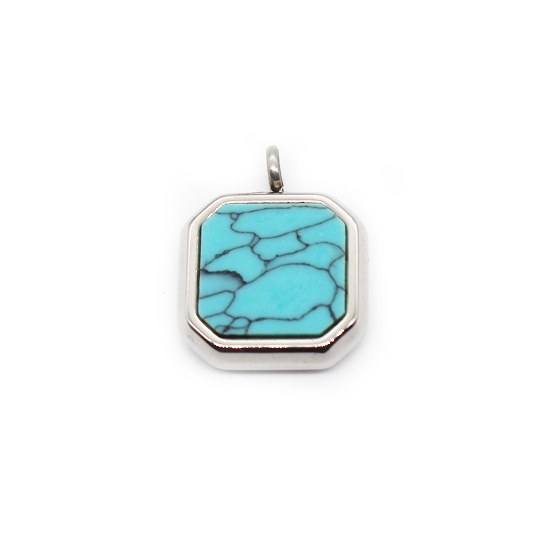 Pendentif turquoise couleur acier