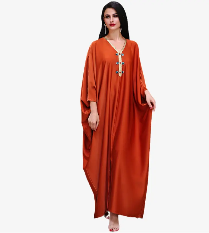 Concise Élégant Abaya Élégant Femmes Caftan Avec Délicate Broderie Manuelle Fabrication En Gros