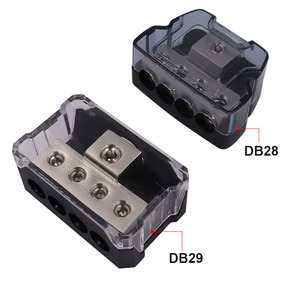 4 Way 1x 0/2/4 AWG Gauge In / 4X 4/8/10 Gauge Out Amp Ground Distributor Connecting Block For Car Amplifier Audio Splitter