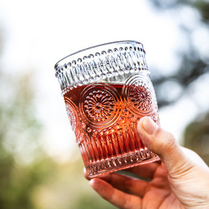 Antique Class <strong>Cups</strong> Clear Color <strong>Golden</strong> Edge Fancy Embossed Glass <strong>Cups</strong> Sunflower Pattern Juice Wine Milk <strong>Cup</strong> with <strong>Golden</strong> Edge