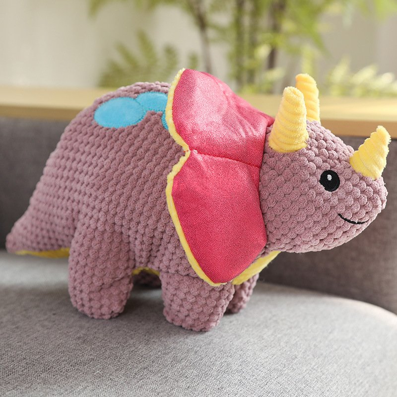 Jouet pour animaux de compagnie triceratops dinosaure violet 30cm