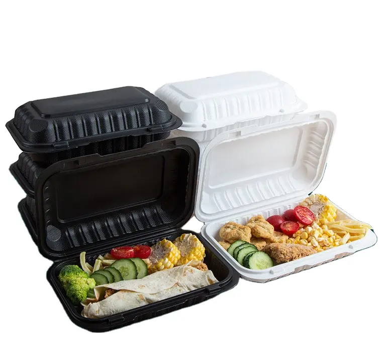 Boîte à lunch en plastique jetable PP à emporter contenants alimentaires préparation de repas récipient alimentaire à clapet à charnière récipient alimentaire jetable