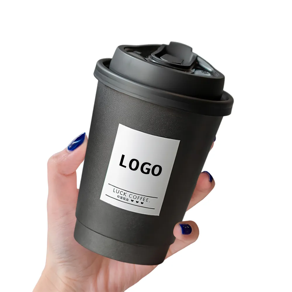 Fabrika özel baskılı LOGO çift duvar biyobozunur kahve tek kullanımlık kağıt bardaklar toptan