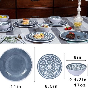 Bestwares melamine không thể phá vỡ sang trọng Bộ đồ ăn sử dụng hàng ngày 3 cái đồ ăn đặt tấm và bát đặt máy rửa chén an toàn - Product Image 2