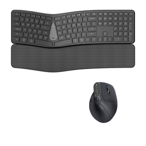 Combo de teclado y ratón inalámbrico ergonómico Jomaa, teclado recargable multidispositivo con reposamanos y ratón ergonómico vertical - Product Image 1