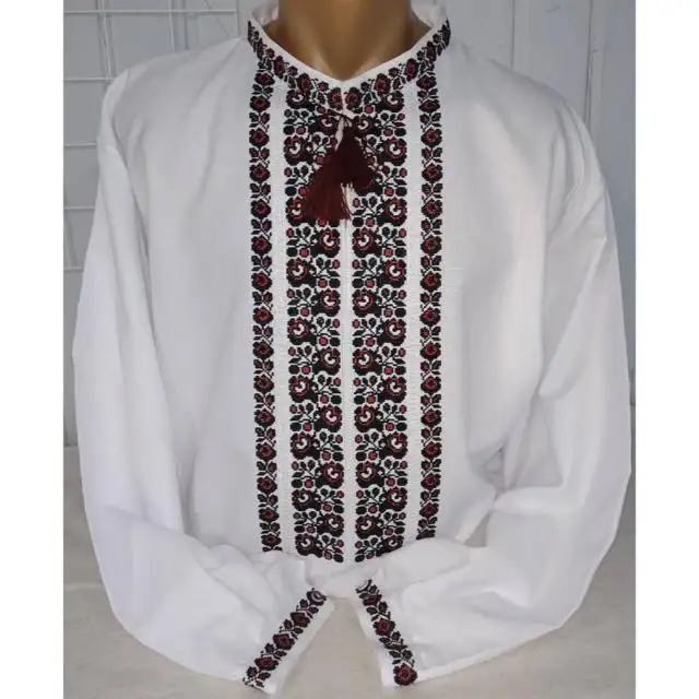 Ropa personalizada con bordado floral de manga larga para hombre, camisa bordada de talla grande al por mayor, material de la mejor calidad