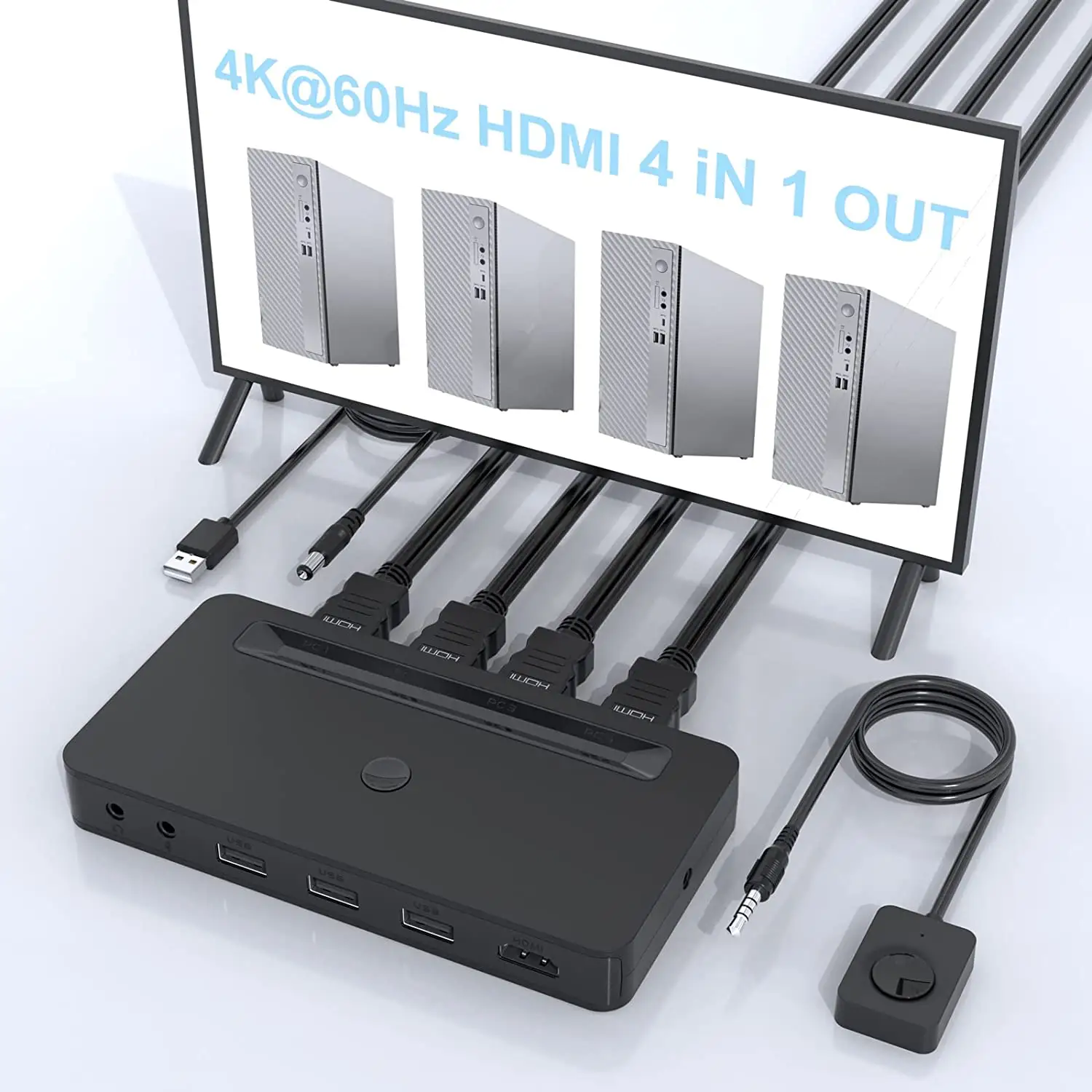 Двойной монитор 4K @ 60 Гц 2 порта HDMI KVM Расширенный дисплей KVM переключатель для экранов ПК переключатель клавиатуры мыши