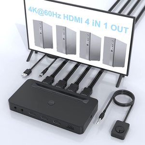 Dual <strong>Monitor</strong> 4K@60Hz <strong>2</strong> Port HDMI <strong>KVM</strong> Extended Display <strong>KVM</strong> <strong>Switch</strong> for PC Screens Keyboard Mouse Switcher - Product Image 1