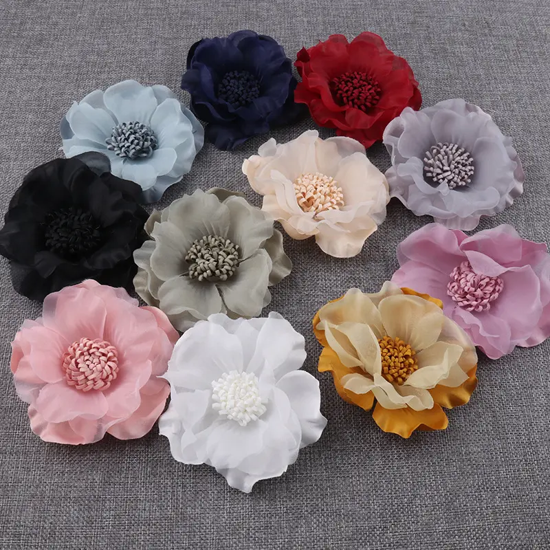10cm chiffon shaped flower DIY3D lace handmade flower simulation clothing hat accessories fabric flower joint
