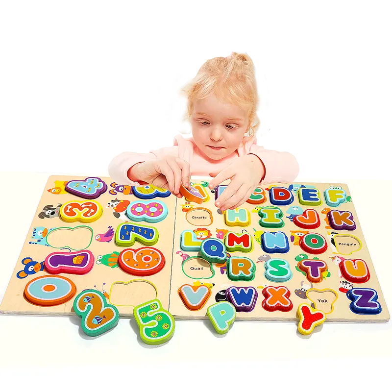 Лучшие безопасные деревянные игрушки-пазлы с изображением животных и алфавита, развивающие игрушки оптом для детей