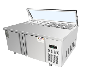 Thiết Bị Làm Lạnh Thương Mại Pizza Prep Tủ Lạnh Hai Cửa Dưới Counter Sandwich Prep Table - Product Image 3