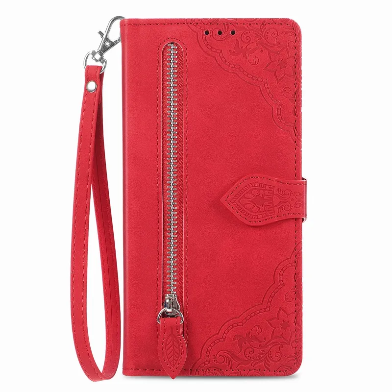 Portafoglio floreale custodia in pelle per Xiaomi Mi 13 Pro 13T Redmi NOTE 12 5G, custodia per carta di credito con cerniera per Tecno Camon 20